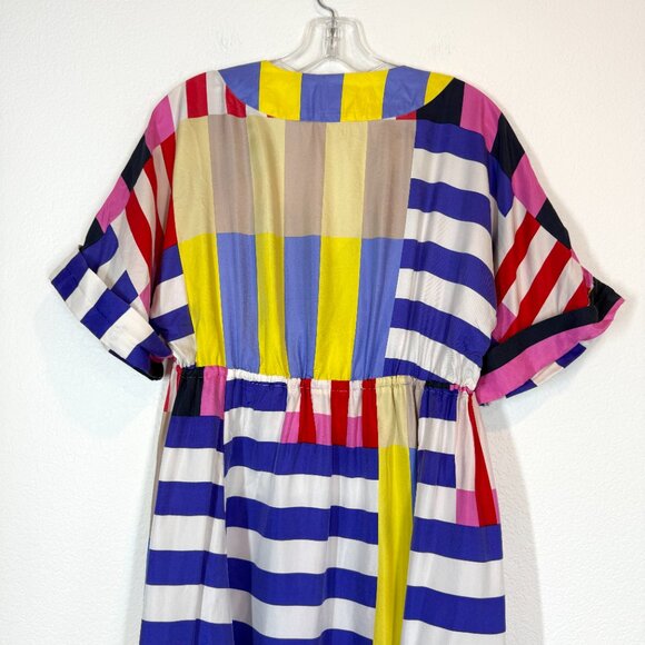 Kate Spade Silk Dress Multicolor Striped Go Fly A Kite Midi Medium - Picture 5 of 11